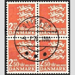 FRIMRKER DANMARK | 1972 - AFA 528 - Rigsvben 2,50 Kr. orange i 4-blok - Lux Stemplet