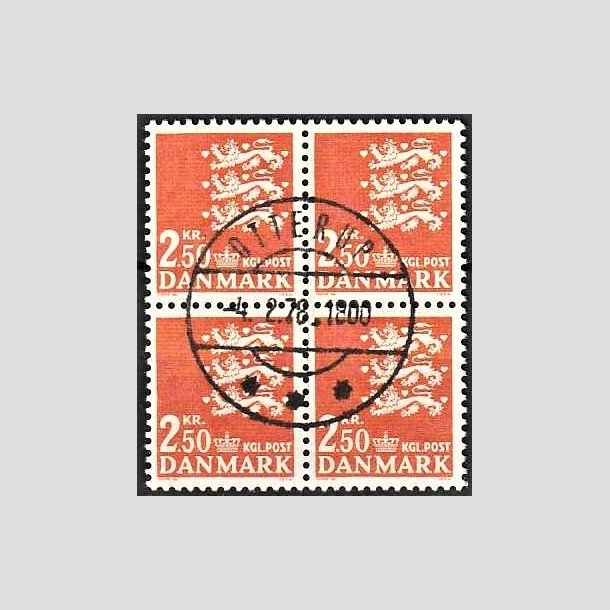 FRIMRKER DANMARK | 1972 - AFA 528 - Rigsvben 2,50 Kr. orange i 4-blok - Lux Stemplet