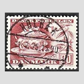 FRIM�RKER DANMARK | 1975 - AFA 589 - Dansk porcel�n - 90 �re r�d - Pragt Stemplet Holb�k