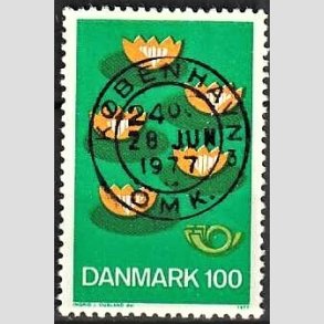 FRIM�RKER DANMARK | 1977 - AFA 631 - F�llesnordisk udgave - 100 �re gr�n/gul/m�rk - Pragt Stemplet