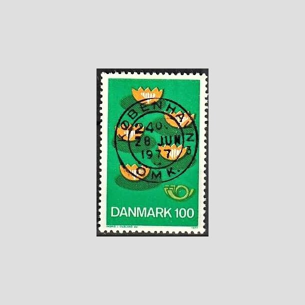 FRIMRKER DANMARK | 1977 - AFA 631 - Fllesnordisk udgave - 100 re grn/gul/mrk - Pragt Stemplet