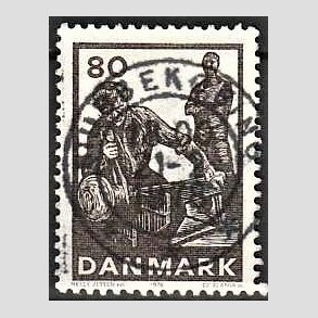 FRIM�RKER DANMARK | 1976 - AFA 628 - Dansk glasproduktion - 80 �re m�rkbrun - Pragt Stemplet