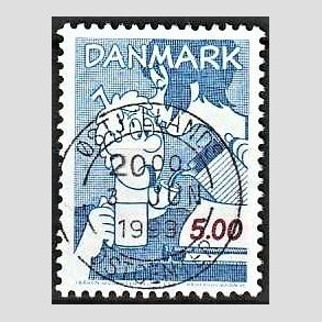 FRIM�RKER DANMARK | 1992 - AFA 1031 - Danske tegneseriefigurer - 5,00 Kr. bl�/r�d - Pragt Stemplet
