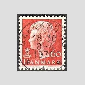 FRIMRKER DANMARK | 1974 - AFA 572 - Dronning Margrethe - 60 re orange - Pragt Stemplet Sakskbing