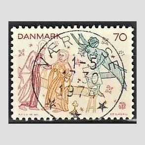 FRIM�RKER DANMARK | 1973 - AFA 552 - Kalkmalerier - 70 �re flerfarvet - Pragt Stemplet