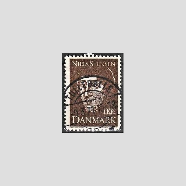 FRIMRKER DANMARK | 1969 - AFA 488 - Niels Stensen - 1 Kr. brun - Lux Stemplet "TULLEBLLE"