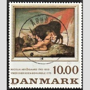 FRIMRKER DANMARK | 1984 - AFA 817 - N. Abildgaard - 10,00 Kr. flerfarvet - Pragt Stemplet