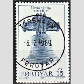 FRIM�RKER F�R�ERNE | 1989 - AFA 175 - Thorshavns Kirke 200 �r. - 15 kr. bl� - Lux Stemplet