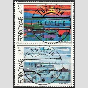 FRIM�RKER F�R�ERNE | 1987 - AFA 154,155 - Torshavns �stlige og vestlige bugt - 470 + 650 �re flerfarvet - Lux Stemplet