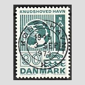 FRIM�RKER DANMARK | 1972 - AFA 537 - Trafiktekniske anl�g - 90 �re bl�gr�n - Pragt Stemplet