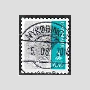 FRIMRKER DANMARK | 2010 - AFA 1607E - Dronning Margrethe II - 6,50 Kr. gr/blgrn - Pragt Stemplet