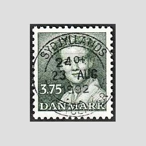 FRIMRKER DANMARK | 1990 - AFA 956 - Dronning Margrethe - 3,75 Kr. grn - Pragt Stemplet