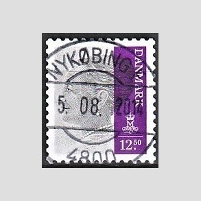 FRIMRKER DANMARK | 2013 - AFA 1724 - Dronning Margrethe II - 12,50 Kr. gr/lilla - Pragt Stemplet