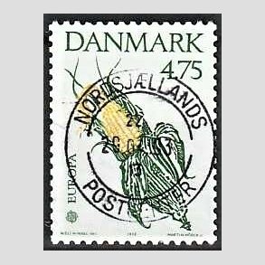 FRIM�RKER DANMARK | 1992 - AFA 1015 - Europam�rke Columbus - 4,75 Kr. gr�n/gul - Pragt Stemplet