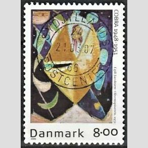 FRIM�RKER DANMARK | 2006 - AFA 1487 - COBRA-malere - 8,00 Kr. flerfarvet - Pragt Stemplet