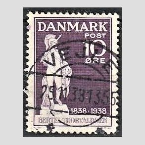 FRIM�RKER DANMARK | 1938 - AFA 250 - Thorvaldsen 10 �re violet - Lux Stemplet Vejle