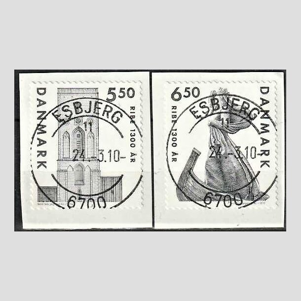 FRIMRKER DANMARK | 2010 - AFA 1614E,1615E - Ribe 1300 r. - 5,50-6,50 Kr. grsort - Pragt Stemplet