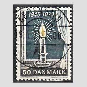 FRIM�RKER DANMARK | 1970 - AFA 496 - Danmark bes�ttelses oph�r 25 �r - 50 �re brun/gul/gr� - Pragt Stemplet