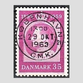 FRIM�RKER DANMARK | 1959 - AFA 375 - Frederik IX 60 �r - 35 �re r�dlilla - Pragt Stemplet