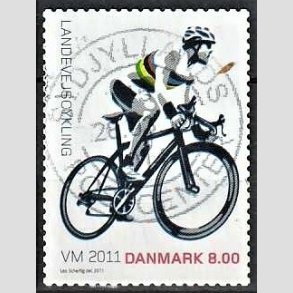 FRIM�RKER DANMARK | 2011 - AFA 1674 - WM i landevejscykling - 8,00 Kr. flerfarvet - Pragt Stemplet