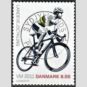 FRIM�RKER DANMARK | 2011 - AFA 1674 - WM i landevejscykling - 8,00 Kr. flerfarvet - Pragt Stemplet