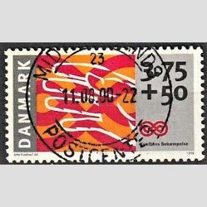 FRIMRKER DANMARK | 1998 - AFA 1186 - Krftens Bekmpelse - 3,75 Kr. + 50 re  flerfarvet - Pragt Stemplet