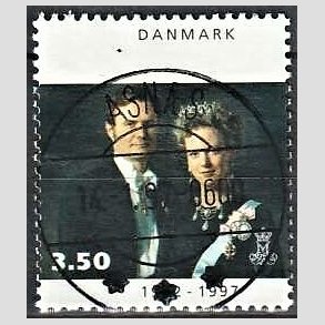 FRIM�RKER DANMARK | 1997 - AFA 1134 - 25 �re jubil�um - 3,50 Kr. flerfarvet - Pragt Stemplet Asn�s