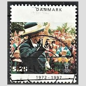 FRIM�RKER DANMARK | 1997 - AFA 1137 - 25 �rs jubil�um - 5,25 Kr. flerfarvet - Pragt Stemplet Asn�s