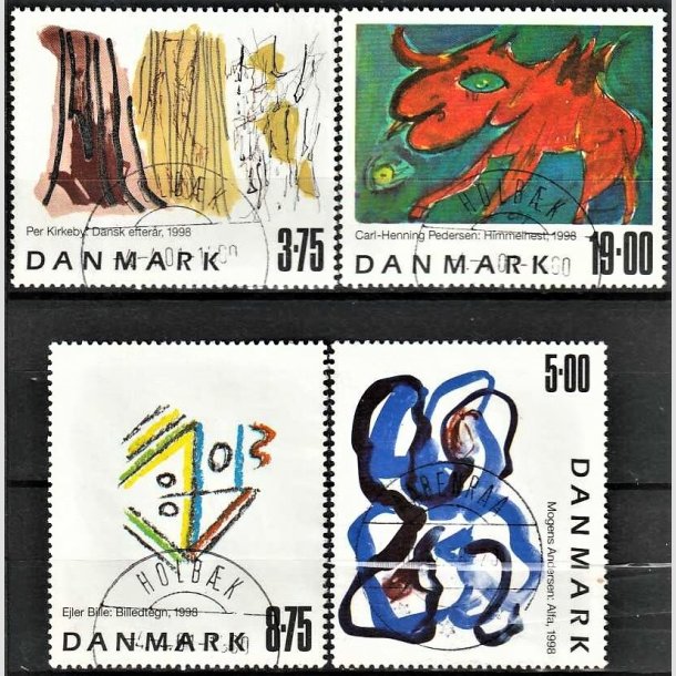 FRIMRKER DANMARK | 1998 - AFA 1187-90 - Frimrkekunst 1. - 3,75-19,00 kr. i st flerfarvet - Pragt Stemplet