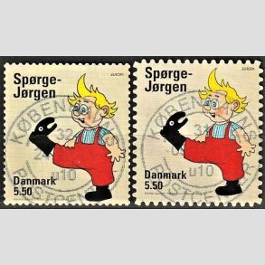 FRIMRKER DANMARK | 2010 - AFA 1628E,1628Eb - Brnebger - 5,50 Kr. x 2 Sprge-Jrgen - Pragt Stemplet