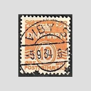 FRIM�RKER DANMARK | 1933 - AFA 202 - B�lgelinie 10 �re orange type IA - Lux Stemplet Viby S.