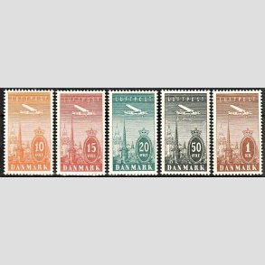 FRIMRKER DANMARK | 1934 - AFA 220-216 - Ny Luftpost komplet st - Postfrisk