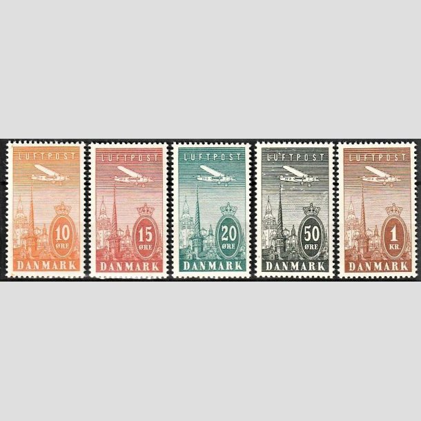 FRIMRKER DANMARK | 1934 - AFA 220-216 - Ny Luftpost komplet st - Postfrisk