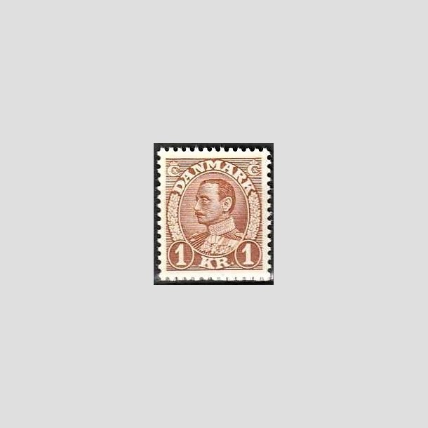 FRIMRKER DANMARK | 1934 - AFA 211 - Chr. X 1 kr. brun - Postfrisk