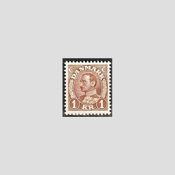 FRIMRKER DANMARK | 1934 - AFA 211 - Chr. X 1 kr. brun - Postfrisk