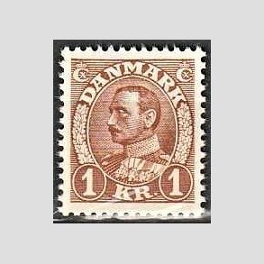 FRIMRKER DANMARK | 1934 - AFA 211 - Chr. X 1 kr. brun - Postfrisk