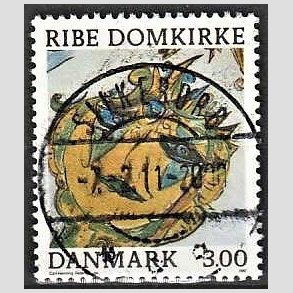 FRIM�RKER DANMARK | 1987 - AFA 879 - Ribe Domkirke - 3,00 Kr. flerfarvet - Pragt Stemplet