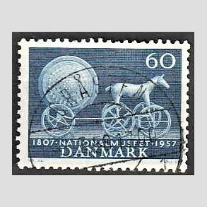 FRIM�RKER DANMARK | 1957 - AFA 371 - Nationalmuseets 150 �r - 60 �re bl� - Pragt Stemplet 