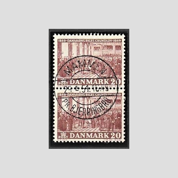 FRIMRKER DANMARK | 1949 - AFA 315 - Grundloven 100 r - 20 re rdbrun i par - Pragt Stemplet "MAMMEN PR. BJERRINGBRO"