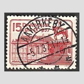 FRIM�RKER DANMARK | 1937 - AFA 241 - Chr. X 25 �re jubil�um 15 �re r�d - Lux Stemplet Aakirkeby