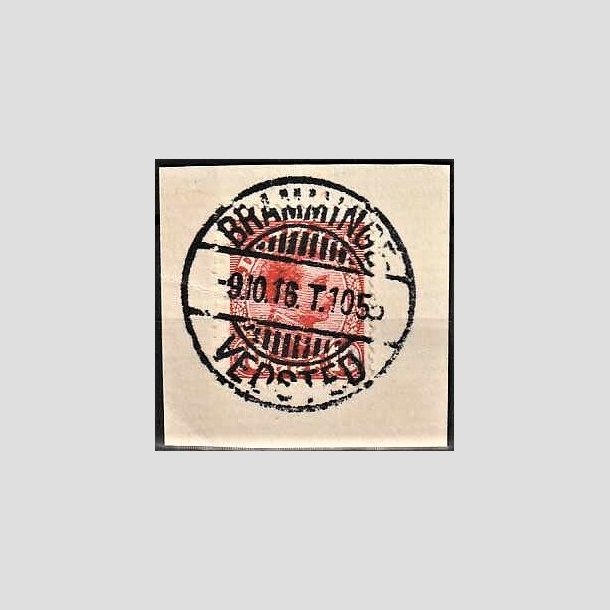 FRIMRKER DANMARK | 1913 - AFA 69 - Chr. X 10 re rd p klip - Lux Stemplet "BRAMMINGE"