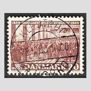 FRIM�RKER DANMARK | 1949 - AFA 315 - Grundloven 100 �r - 20 �re r�dbrun - Pragt Stemplet 