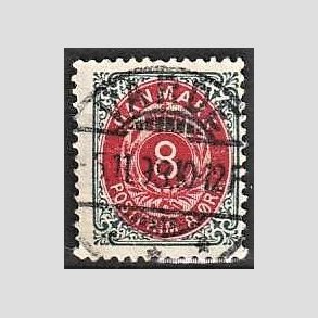 FRIM�RKER DANMARK | 1895 - AFA 25B - 8 �re gr�/r�d - Lux Stemplet Varde