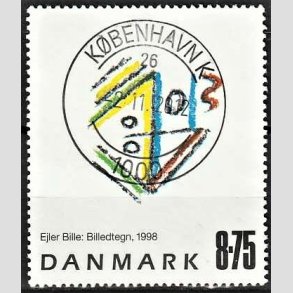 FRIMRKER DANMARK | 1998 - AFA 1189 - Ejler Bille - 8,75 Kr. flerfarvet - Pragt Stemplet