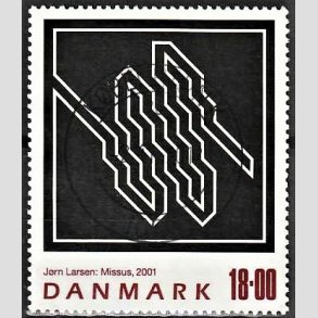FRIMRKER DANMARK | 2001 - AFA 1292 - Jrn Larsen - 18,00 Kr. flerfarvet - Pragt Stemplet Kbenhavn K