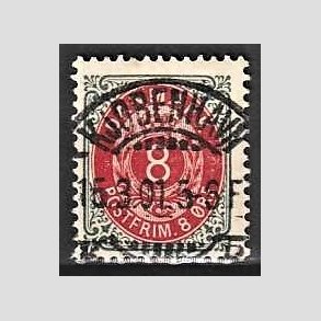 FRIM�RKER DANMARK | 1895 - AFA 25By - 8 �re gr�/r�d - Pragt Stemplet 