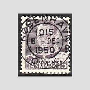 FRIMRKER DANMARK | 1950 - AFA 319 - Fr. IX 15 re grviolet - Lux Stemplet Kbenhavn