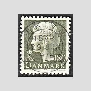 FRIMRKER DANMARK | 1977 - AFA 647 - Dronning Margrethe - 180 re sortgrn - Pragt Stemplet