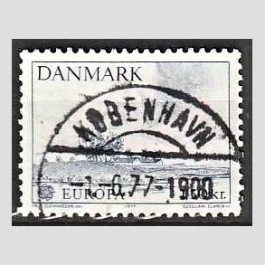 FRIM�RKER DANMARK | 1977 - AFA 636 - Europam�rke 1,30 Kr. bl� - Lux Stemplet K�benhavn