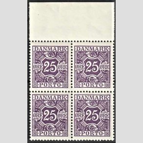 FRIMRKER DANMARK | 1926-27 - AFA 18 - 25 re violet i 4-blok - Postfrisk
